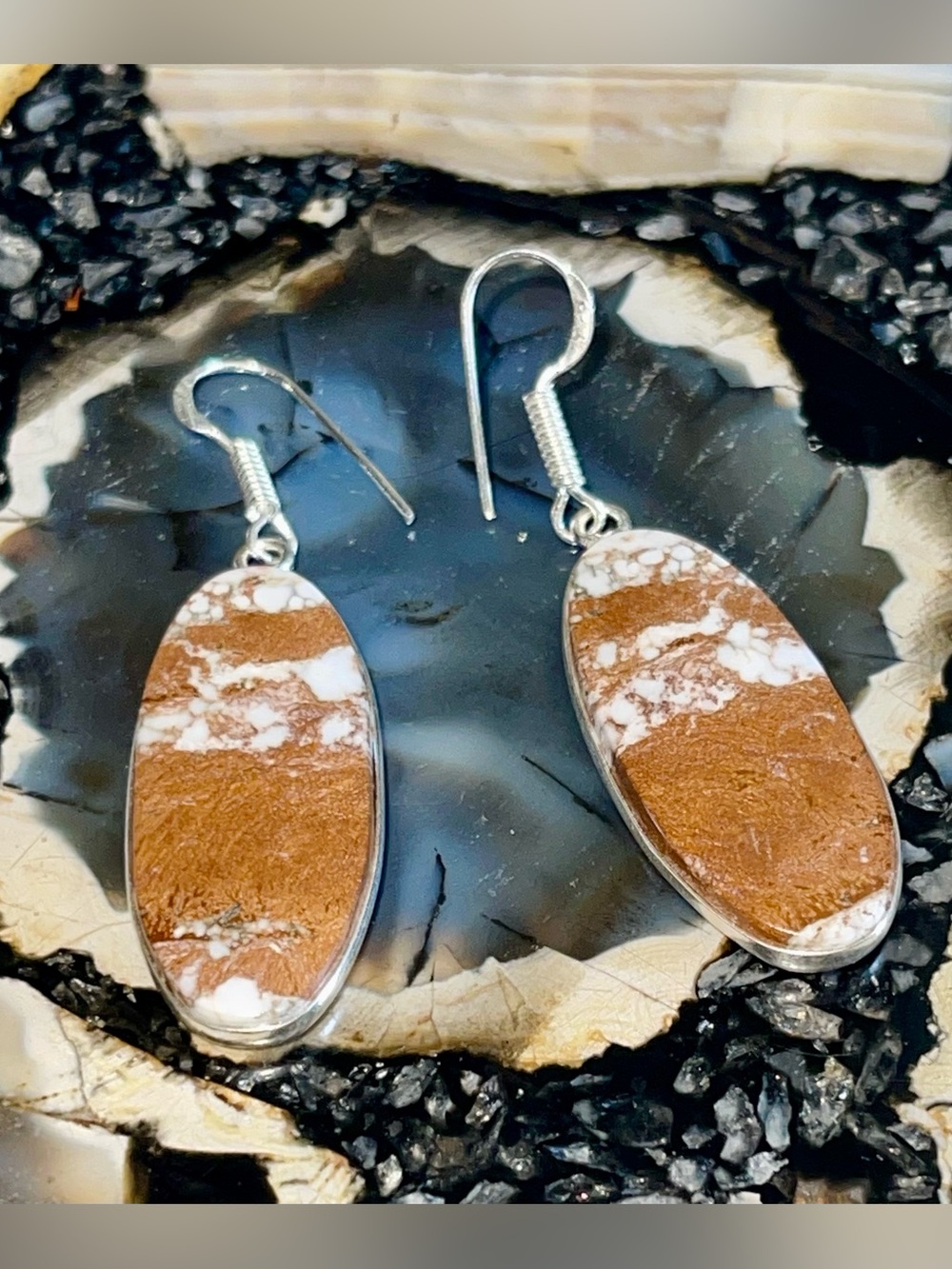 Wild Horse Jasper Magnesite Earrings 2” - Picture 14 of 16